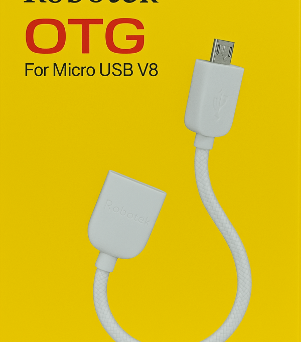 ROBOTEK OTG Cable (Micro USB/V8) – 100 Mbps High-Speed Data Transfer | White