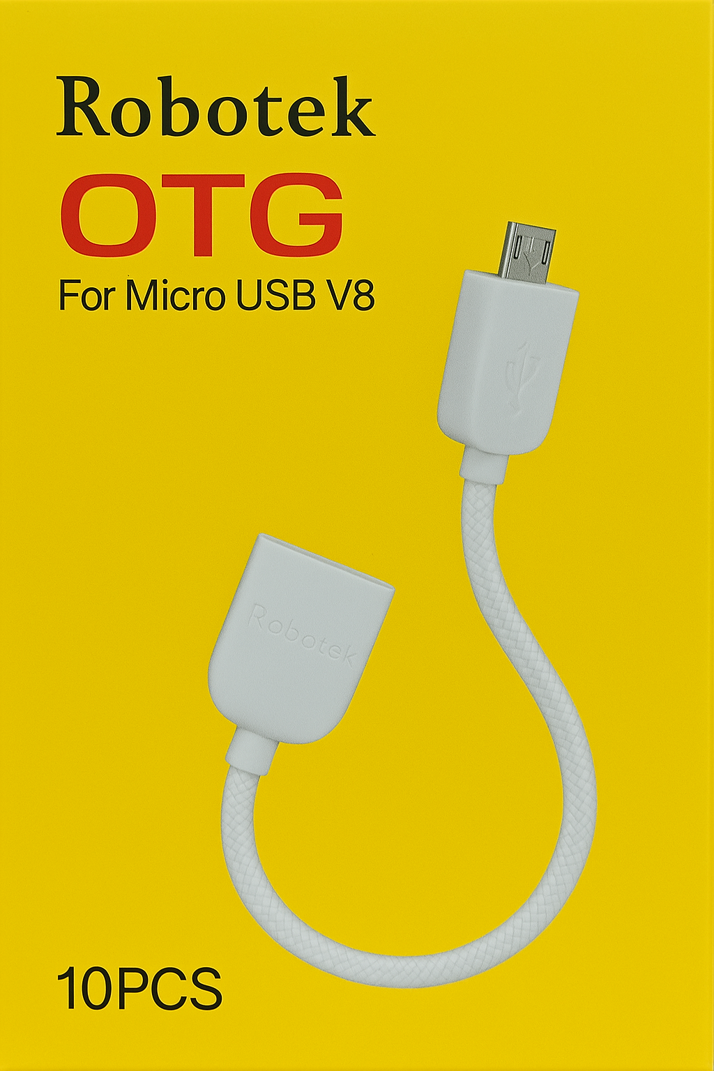 ROBOTEK OTG Cable (Micro USB/V8) – 100 Mbps High-Speed Data Transfer | White