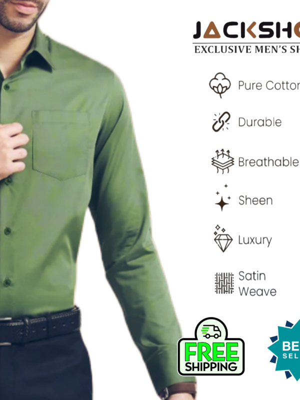 "Jackshon men's slim fit white formal shirt with full sleeves and front pocket"