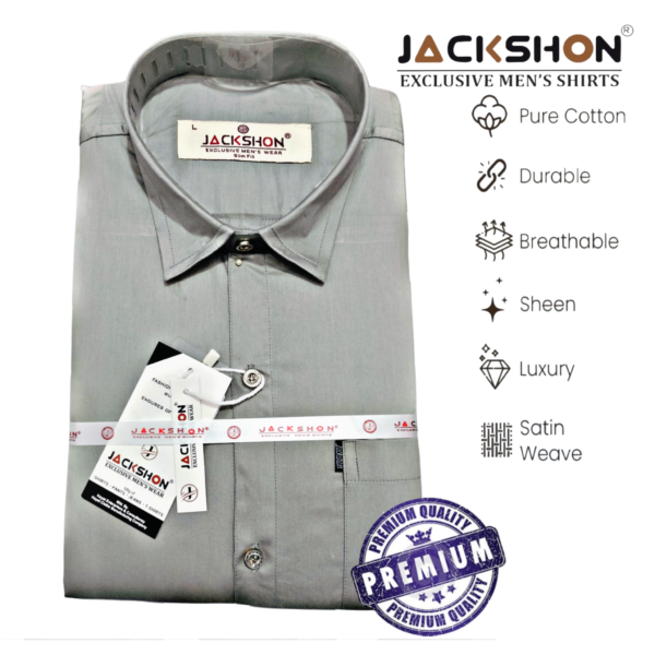 "Jackshon men's slim fit white formal shirt with full sleeves and front pocket"