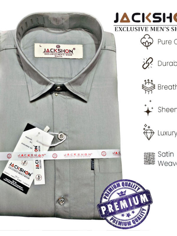 "Jackshon men's slim fit white formal shirt with full sleeves and front pocket"