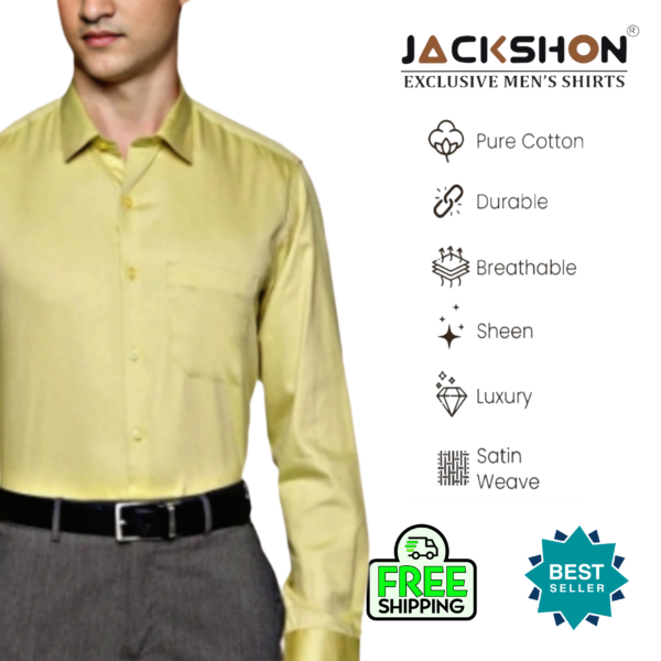 "Jackshon men's slim fit white formal shirt with full sleeves and front pocket"