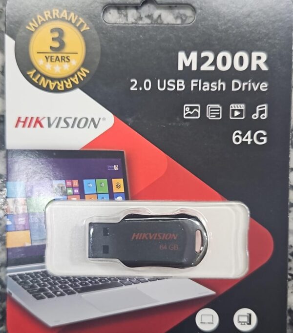 HIKVISION M200R 64GB USB 2.0 Flash Drive – 3 Years Warranty | Laptop & Desktop Compatible