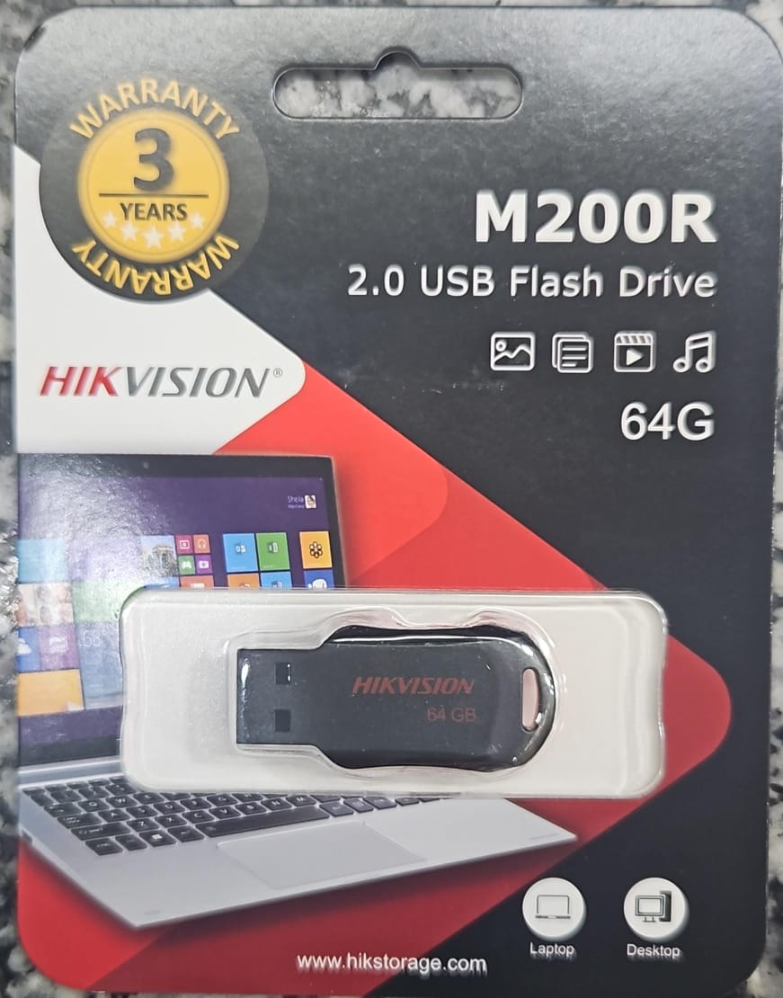HIKVISION M200R 64GB USB 2.0 Flash Drive – 3 Years Warranty | Laptop & Desktop Compatible